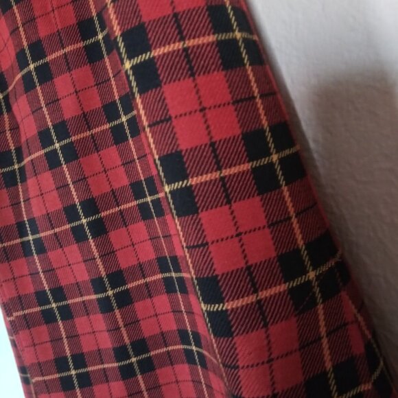 Vintage Michele Red Black & Yellow Plaid Mid Skirt Women's Size 10 - Picture 7 of 8
